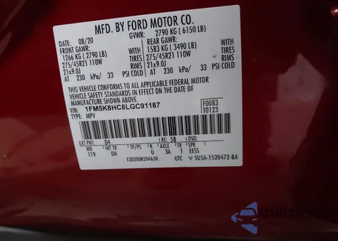 2020 Ford Explorer Platinum from USA, damaged, VIN 1FM5K8HC8LGC91187